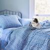 imageNovogratz Petite Painted Check 144 Thread Count 100 Cotton Percale Fun Soft Cozy Easy Care Vibrant Geometric Pattern Printed Comforter Set Deep Indigo FullQueen