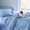 imageNovogratz Petite Painted Check 144 Thread Count 100 Cotton Percale Fun Soft Cozy Easy Care Vibrant Geometric Pattern Printed Comforter Set Deep Indigo FullQueen