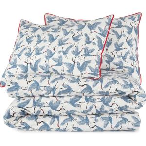 imageFamily of Cranes 144 Thread Count 100 Cotton Percale Fun Soft Cozy Easy Care Vibrant Animal Pattern Printed Comforter Set Waverly Blue KingBlue