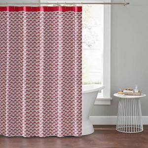imageLong Stem Lotus 100 Cotton Lightweight Top Buttonhole Machine Washable Easy Care Decorative Shower Curtain for Bathroom Red 72quot W x 72quot L