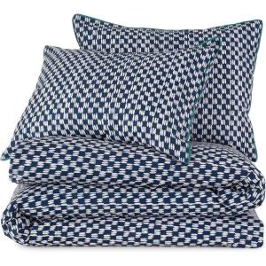 imageNovogratz Petite Painted Check 144 Thread Count 100 Cotton Percale Fun Soft Cozy Easy Care Vibrant Geometric Pattern Printed Comforter Set Deep Indigo KingBlue