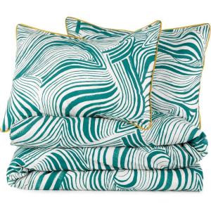 imageZebra Marble Teal 144 Thread Count 100 Cotton Percale Fun Soft Cozy Easy Care Vibrant Animal Pattern Printed Comforter Set Teal TwinTwin XL