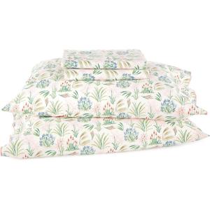 imageWaverly Botanical 144 Thread Count Machine Washable Fun Soft Cozy Geometric Lightweight Cotton Percale Printed Easy Care Bed Sheet Sheet Set Waverly White TwinWhite