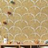 imageTempaper x Novogratz Waverly White Feather Palm Removable Peel and Stick Wallpaper 205 in X 165 ft Made in The USAGolden Mustard