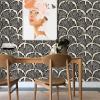 imageTempaper x Novogratz Waverly White Feather Palm Removable Peel and Stick Wallpaper 205 in X 165 ft Made in The USAZebra Black