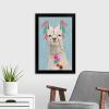 imageThe Novogratz Pom Pom Llama II White Framed Art Print 15quotx21quotx1quotBlack Frame