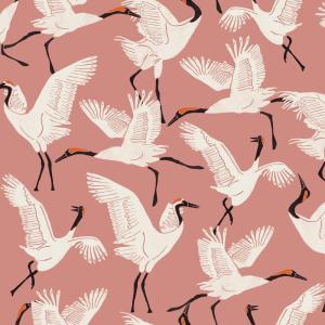 imageTempaper x Novogratz Pink Family of Cranes Removable Peel and Stick Wallpaper 205 in X 165 ft Made in The USADusty Rose
