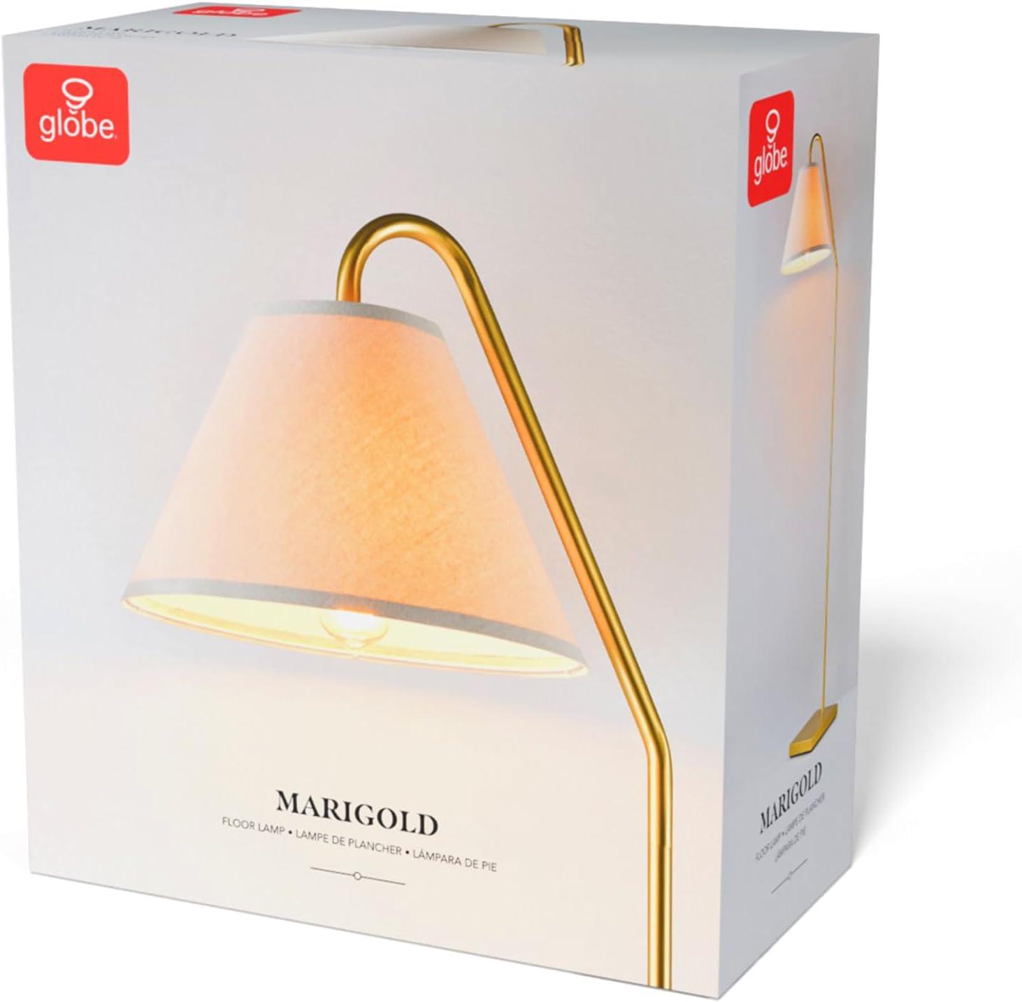 imageGlobe 61000150 60quot Floor Lamp Antique Brass Finish Beige Fabric Shade MidCentury Modern Standing Lamp E26 Base Sustainable Design for Living Rooms and BedroomsMatte Brass  OffWhite Fabric Shade