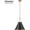 imageGLOBE 65844 Sophia 1Light Pendant Lighting Matte Black Matte Brass Accents Bulb Not Included