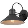 imageGLOBE Electric 44388 11quot OutdoorIndoor Wall Sconce Matte White Finish BarnyardStyle Shade Weather Resistant Modern Farmhouse Exterior LightBlack  Sebastien
