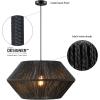 imageGLOBE Electric 44761 1Light Outdoor Plugin Pendant Light Plastic Rattan Shade Frosted Inner Shade Bronze Hanging Cord and Chain Kitchen Island Cafe Ceiling Hanging Light Bulb Not IncludedTerra  Black