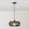imageGLOBE Electric 44761 1Light Outdoor Plugin Pendant Light Plastic Rattan Shade Frosted Inner Shade Bronze Hanging Cord and Chain Kitchen Island Cafe Ceiling Hanging Light Bulb Not IncludedMaren