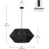 imageGLOBE Electric 44761 1Light Outdoor Plugin Pendant Light Plastic Rattan Shade Frosted Inner Shade Bronze Hanging Cord and Chain Kitchen Island Cafe Ceiling Hanging Light Bulb Not IncludedTerra  Black
