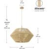 imageGLOBE Electric 44761 1Light Outdoor Plugin Pendant Light Plastic Rattan Shade Frosted Inner Shade Bronze Hanging Cord and Chain Kitchen Island Cafe Ceiling Hanging Light Bulb Not IncludedTerra  Wood Toned