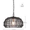 imageGLOBE Electric 44761 1Light Outdoor Plugin Pendant Light Plastic Rattan Shade Frosted Inner Shade Bronze Hanging Cord and Chain Kitchen Island Cafe Ceiling Hanging Light Bulb Not IncludedDiego Black