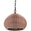 imageGLOBE Electric 44761 1Light Outdoor Plugin Pendant Light Plastic Rattan Shade Frosted Inner Shade Bronze Hanging Cord and Chain Kitchen Island Cafe Ceiling Hanging Light Bulb Not IncludedSalvador