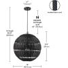 imageGLOBE Electric 44761 1Light Outdoor Plugin Pendant Light Plastic Rattan Shade Frosted Inner Shade Bronze Hanging Cord and Chain Kitchen Island Cafe Ceiling Hanging Light Bulb Not IncludedBeth