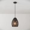 imageGLOBE Electric 44761 1Light Outdoor Plugin Pendant Light Plastic Rattan Shade Frosted Inner Shade Bronze Hanging Cord and Chain Kitchen Island Cafe Ceiling Hanging Light Bulb Not IncludedKora