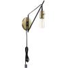 imageGLOBE Electric 51343 1Light Plugin or Hardwire Wall Sconce Bronze Finish Brass Accents 6ft Black Woven Fabric Cord Flat Plug Socket Rotary OnOff Switch Bulb Not Included12