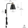 imageGLOBE Electric 51374 Cleo 1Light Plugin or Hardwire Wall Sconce Matte Antique Brass Accents Black Cloth Cord 1444Antique Brass  Cleo