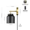 imageGLOBE Electric 51374 Cleo 1Light Plugin or Hardwire Wall Sconce Matte Antique Brass Accents Black Cloth Cord 1444Black  Sacha