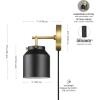 imageGLOBE Electric 51374 Cleo 1Light Plugin or Hardwire Wall Sconce Matte Antique Brass Accents Black Cloth Cord 1444Black  Sacha