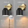 imageGLOBE Electric 51374 Cleo 1Light Plugin or Hardwire Wall Sconce Matte Antique Brass Accents Black Cloth Cord 1444Black  Sacha