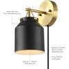 imageGLOBE Electric 51374 Cleo 1Light Plugin or Hardwire Wall Sconce Matte Antique Brass Accents Black Cloth Cord 1444Black  Sacha