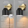 imageGLOBE Electric 51374 Cleo 1Light Plugin or Hardwire Wall Sconce Matte Antique Brass Accents Black Cloth Cord 1444Black  Sacha