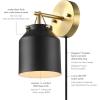 imageGLOBE Electric 51374 Cleo 1Light Plugin or Hardwire Wall Sconce Matte Antique Brass Accents Black Cloth Cord 1444Black  Sacha