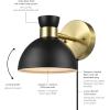 imageGLOBE Electric 51374 Cleo 1Light Plugin or Hardwire Wall Sconce Matte Antique Brass Accents Black Cloth Cord 1444Brass  Matte Black