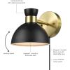 imageGLOBE Electric 51374 Cleo 1Light Plugin or Hardwire Wall Sconce Matte Antique Brass Accents Black Cloth Cord 1444Brass  Matte Black