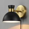 imageGLOBE Electric 51374 Cleo 1Light Plugin or Hardwire Wall Sconce Matte Antique Brass Accents Black Cloth Cord 1444Brass  Matte Black