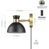 imageGLOBE Electric 51374 Cleo 1Light Plugin or Hardwire Wall Sconce Matte Antique Brass Accents Black Cloth Cord 1444Brass  Matte Black