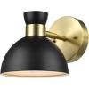 imageGLOBE Electric 51374 Cleo 1Light Plugin or Hardwire Wall Sconce Matte Antique Brass Accents Black Cloth Cord 1444Brass  Matte Black