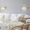 imageGLOBE Electric 51374 Cleo 1Light Plugin or Hardwire Wall Sconce Matte Antique Brass Accents Black Cloth Cord 1444Brass  Matte White
