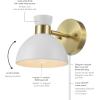 imageGLOBE Electric 51374 Cleo 1Light Plugin or Hardwire Wall Sconce Matte Antique Brass Accents Black Cloth Cord 1444Brass  Matte White