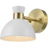 imageGLOBE Electric 51374 Cleo 1Light Plugin or Hardwire Wall Sconce Matte Antique Brass Accents Black Cloth Cord 1444Brass  Matte White