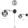 imageGLOBE Electric 51374 Cleo 1Light Plugin or Hardwire Wall Sconce Matte Antique Brass Accents Black Cloth Cord 1444Dark Bronze  Tatum