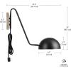 imageGLOBE Electric 51374 Cleo 1Light Plugin or Hardwire Wall Sconce Matte Antique Brass Accents Black Cloth Cord 1444Matte Black  Addison