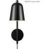imageGLOBE Electric 51374 Cleo 1Light Plugin or Hardwire Wall Sconce Matte Antique Brass Accents Black Cloth Cord 1444Matte Black  Eastmont