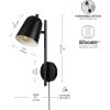 imageGLOBE Electric 51374 Cleo 1Light Plugin or Hardwire Wall Sconce Matte Antique Brass Accents Black Cloth Cord 1444Matte Black  Eastmont