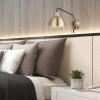 imageGLOBE Electric 51577 1Light Plugin or Hardwire Wall Sconce Matte Brass White Fabric Cord inLine OnOff Rocker Switch Kitchen Reading Essentials Bedroom Bedside Lamp LightingBrass  Dimitri