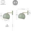 imageGLOBE Electric 51577 1Light Plugin or Hardwire Wall Sconce Matte Brass White Fabric Cord inLine OnOff Rocker Switch Kitchen Reading Essentials Bedroom Bedside Lamp LightingSage Green  Willow