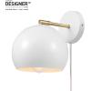 imageGLOBE Electric 51577 1Light Plugin or Hardwire Wall Sconce Matte Brass White Fabric Cord inLine OnOff Rocker Switch Kitchen Reading Essentials Bedroom Bedside Lamp LightingWhite  Molly