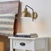 imageGLOBE Electric 51577 1Light Plugin or Hardwire Wall Sconce Matte Brass White Fabric Cord inLine OnOff Rocker Switch Kitchen Reading Essentials Bedroom Bedside Lamp LightingBrass  Dimitri
