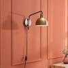 imageGLOBE Electric 51577 1Light Plugin or Hardwire Wall Sconce Matte Brass White Fabric Cord inLine OnOff Rocker Switch Kitchen Reading Essentials Bedroom Bedside Lamp LightingBrass  Dimitri