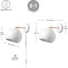 imageGLOBE Electric 51577 1Light Plugin or Hardwire Wall Sconce Matte Brass White Fabric Cord inLine OnOff Rocker Switch Kitchen Reading Essentials Bedroom Bedside Lamp LightingWhite  Molly