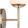 imageGLOBE Electric 51635 1Light Plugin or Hardwire Wall Sconce Soft Matte Brass Opal Glass Shade Lights for Bedroom Kitchen Sconces Lighting Living Room Bulb Not Included Mounted Bedside Lamp
