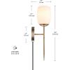 imageGLOBE Electric 51635 1Light Plugin or Hardwire Wall Sconce Soft Matte Brass Opal Glass Shade Lights for Bedroom Kitchen Sconces Lighting Living Room Bulb Not Included Mounted Bedside Lamp
